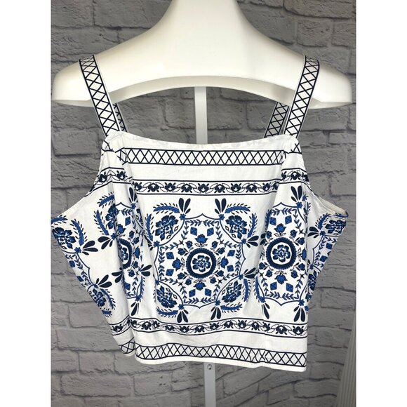 Lane Bryant Top Blue and White Fair Isle Tank Top Plus Size 18 - Picture 1 of 6
